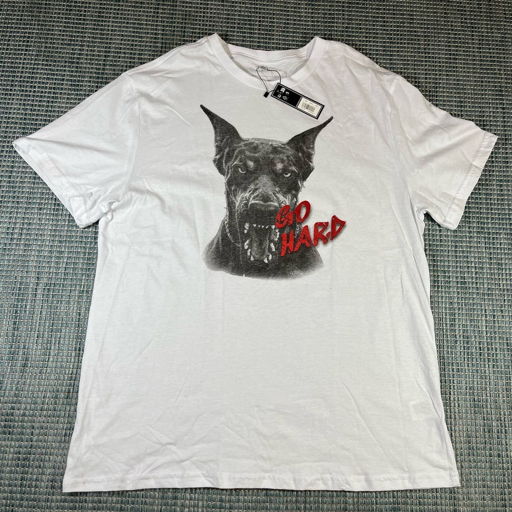 Mister Tee Go Hard Dog Face T Shirt White Mens Sz XL New